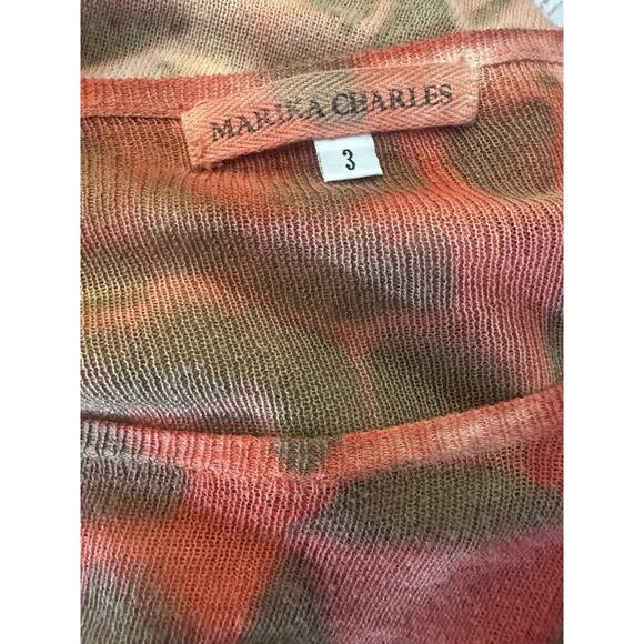 Marika Charles Orange Floral Semi Sheer Long Sleeve Top Women's Size 3 or Large? - Picture 7 of 11